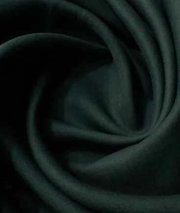 Linen Club Men's Pure Linen 60 LEA Solids 2.25 Meter Unstitched Shirting Fabric (Dark Green)