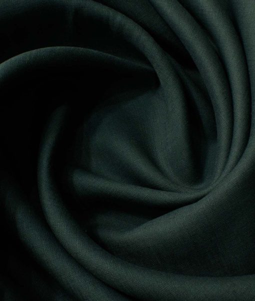 Linen Club Men's Pure Linen 60 LEA Solids 2.25 Meter Unstitched Shirting Fabric (Dark Green)