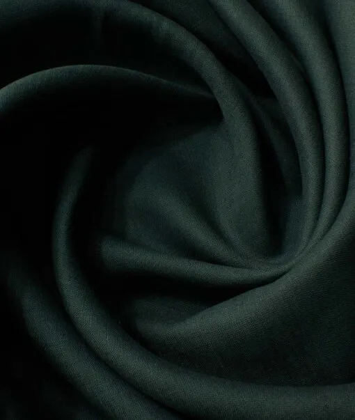 Linen Club Men's Pure Linen 60 LEA Solids 2.25 Meter Unstitched Shirting Fabric (Dark Green)