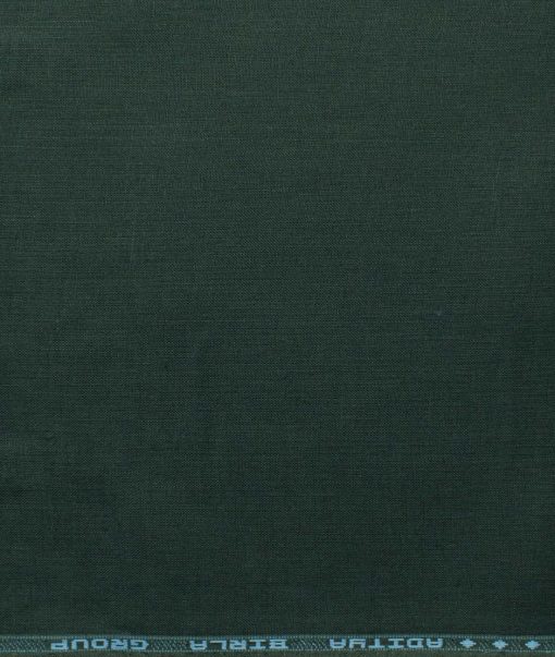 Linen Club Men's Pure Linen 60 LEA Solids 2.25 Meter Unstitched Shirting Fabric (Dark Green)