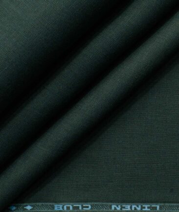 Linen Club Men's Pure Linen 60 LEA Solids 2.25 Meter Unstitched Shirting Fabric (Dark Green)