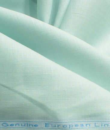 Linen Club Men's Pure Linen 60 LEA Solids 2.25 Meter Unstitched Shirting Fabric (Mint Green)