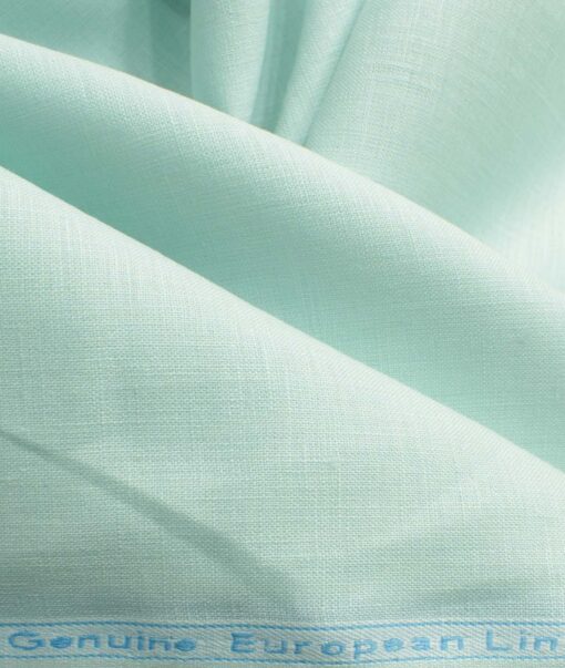 Linen Club Men's Pure Linen 60 LEA Solids 2.25 Meter Unstitched Shirting Fabric (Mint Green)