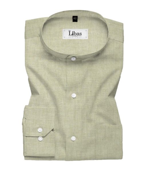 Linen Club Men's Pure Linen 60 LEA Self Design 2.25 Meter Unstitched Shirting Fabric (Tan Beige)
