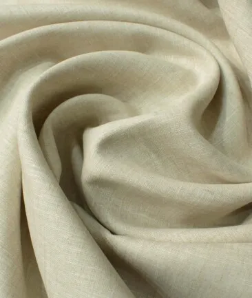 Linen Club Men's Pure Linen 60 LEA Self Design 2.25 Meter Unstitched Shirting Fabric (Tan Beige)