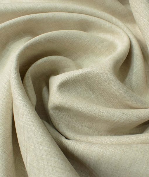 Linen Club Men's Pure Linen 60 LEA Self Design 2.25 Meter Unstitched Shirting Fabric (Tan Beige)