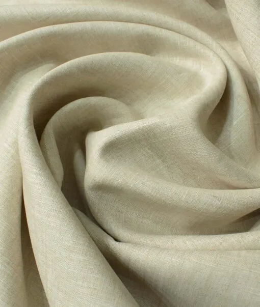 Linen Club Men's Pure Linen 60 LEA Self Design 2.25 Meter Unstitched Shirting Fabric (Tan Beige)