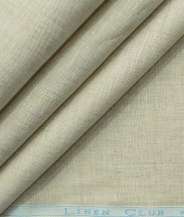 Linen Club Men's Pure Linen 60 LEA Self Design 2.25 Meter Unstitched Shirting Fabric (Tan Beige)