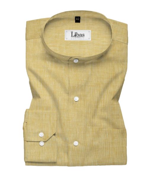 Linen Club Men's Pure Linen 60 LEA Self Design 2.25 Meter Unstitched Shirting Fabric (Latte Beige)