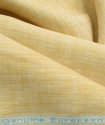 Linen Club Men's Pure Linen 60 LEA Self Design 2.25 Meter Unstitched Shirting Fabric (Latte Beige)