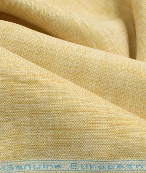 Linen Club Men's Pure Linen 60 LEA Self Design 2.25 Meter Unstitched Shirting Fabric (Latte Beige)
