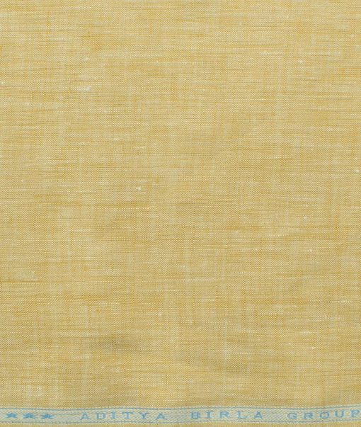 Linen Club Men's Pure Linen 60 LEA Self Design 2.25 Meter Unstitched Shirting Fabric (Latte Beige)