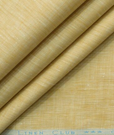Linen Club Men's Pure Linen 60 LEA Self Design 2.25 Meter Unstitched Shirting Fabric (Latte Beige)