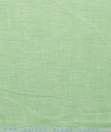 Linen Club Men's Pure Linen 60 LEA Self Design 2.25 Meter Unstitched Shirting Fabric (Light Green)