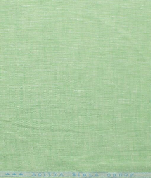 Linen Club Men's Pure Linen 60 LEA Self Design 2.25 Meter Unstitched Shirting Fabric (Light Green)