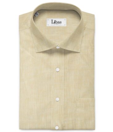 Linen Club Men's Pure Linen 60 LEA Self Design 2.25 Meter Unstitched Shirting Fabric (Light Latte Beige)
