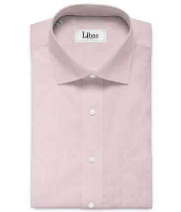 Linen Club Men's Pure Linen 60 LEA Self Design 2.25 Meter Unstitched Shirting Fabric (Light Pink)