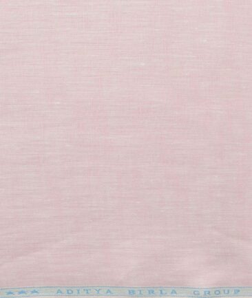 Linen Club Men's Pure Linen 60 LEA Self Design 2.25 Meter Unstitched Shirting Fabric (Light Pink)