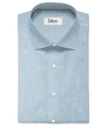 Linen Club Men's Pure Linen 60 LEA Self Design 2.25 Meter Unstitched Shirting Fabric (Sky Blue)