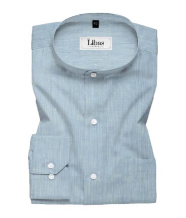 Linen Club Men's Pure Linen 60 LEA Self Design 2.25 Meter Unstitched Shirting Fabric (Sky Blue)