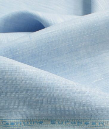 Linen Club Men's Pure Linen 60 LEA Self Design 2.25 Meter Unstitched Shirting Fabric (Sky Blue)