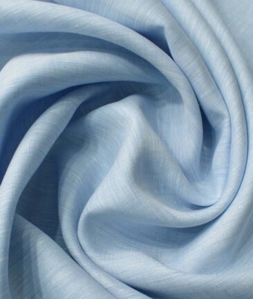 Linen Club Men's Pure Linen 60 LEA Self Design 2.25 Meter Unstitched Shirting Fabric (Sky Blue)