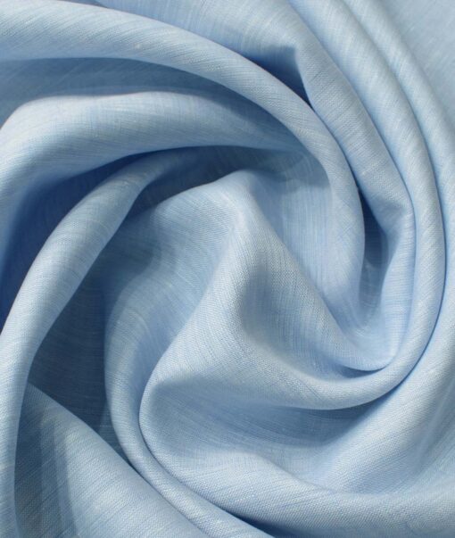 Linen Club Men's Pure Linen 60 LEA Self Design 2.25 Meter Unstitched Shirting Fabric (Sky Blue)