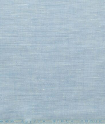 Linen Club Men's Pure Linen 60 LEA Self Design 2.25 Meter Unstitched Shirting Fabric (Sky Blue)