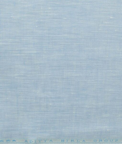 Linen Club Men's Pure Linen 60 LEA Self Design 2.25 Meter Unstitched Shirting Fabric (Sky Blue)
