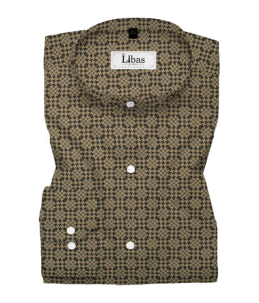 Cadini Men's Premium Cotton Printed 2.25 Meter Unstitched Shirting Fabric (Light Brown)