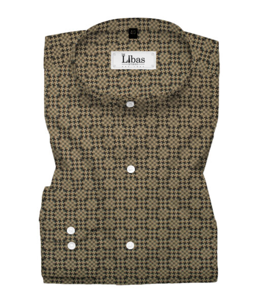 Cadini Men's Premium Cotton Printed 2.25 Meter Unstitched Shirting Fabric (Light Brown)