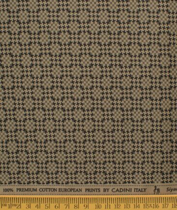 Cadini Men's Premium Cotton Printed 2.25 Meter Unstitched Shirting Fabric (Light Brown)