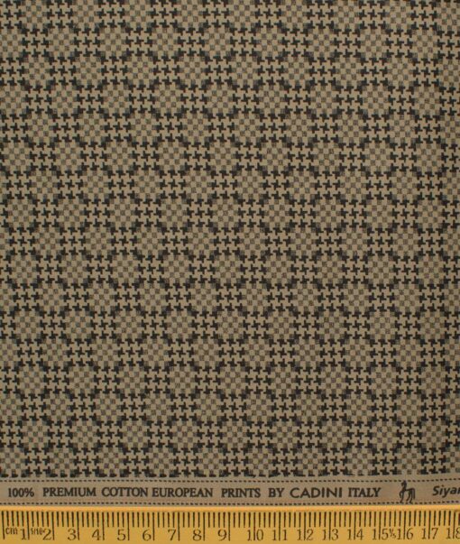 Cadini Men's Premium Cotton Printed 2.25 Meter Unstitched Shirting Fabric (Light Brown)