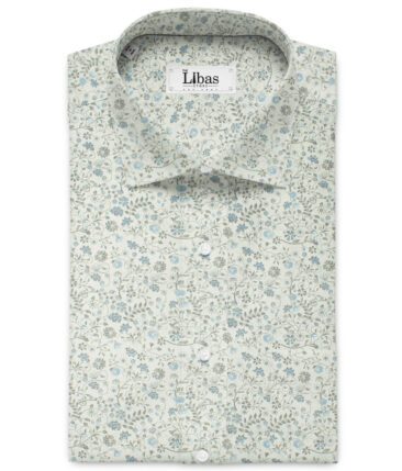 Cadini Men's Premium Cotton Printed 2.25 Meter Unstitched Shirting Fabric (White)