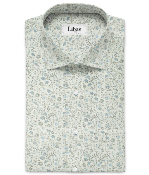 Cadini Men's Premium Cotton Printed 2.25 Meter Unstitched Shirting Fabric (White)