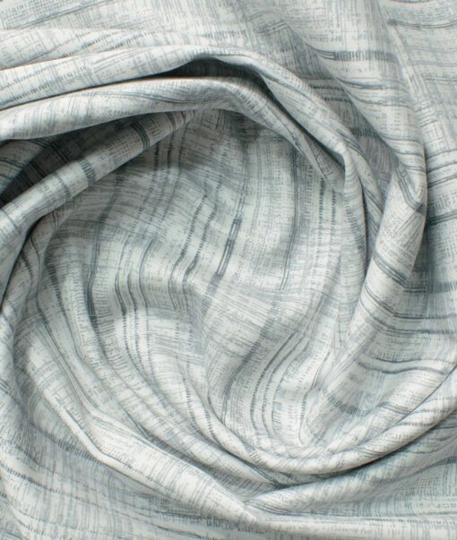 Cadini Men's Premium Cotton Printed 2.25 Meter Unstitched Shirting Fabric (White & Grey)