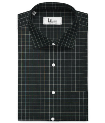 Cadini Men's Pure Cotton Checks 2.25 Meter Unstitched Shirting Fabric (Black & White)