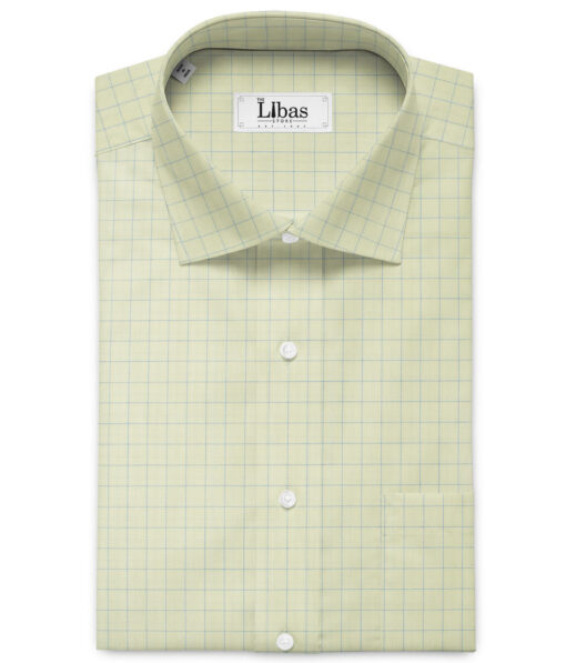 Cadini Men's Pure Cotton Checks 2.25 Meter Unstitched Shirting Fabric (Banana Yellow)