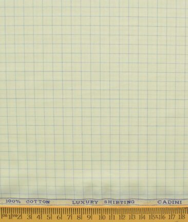 Cadini Men's Pure Cotton Checks 2.25 Meter Unstitched Shirting Fabric (Banana Yellow)