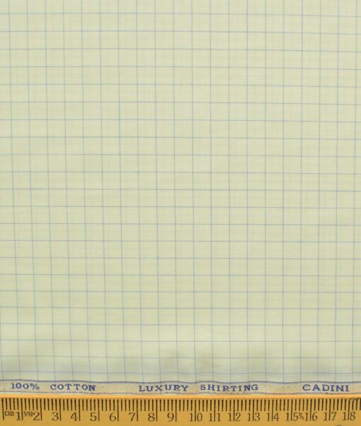 Cadini Men's Pure Cotton Checks 2.25 Meter Unstitched Shirting Fabric (Banana Yellow)