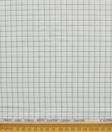 Cadini Men's Pure Cotton Checks 2.25 Meter Unstitched Shirting Fabric (White & Black)