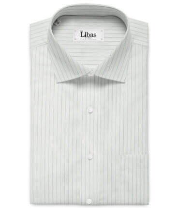 Cadini Men's Pure Cotton Striped 2.25 Meter Unstitched Shirting Fabric (White & Black)