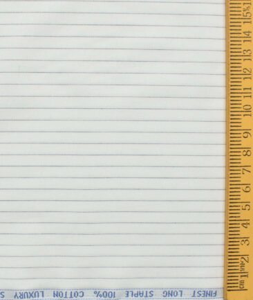 Cadini Men's Pure Cotton Striped 2.25 Meter Unstitched Shirting Fabric (White & Black)