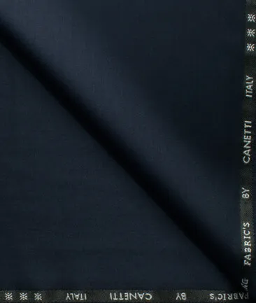Canetti by Cadini Italy Men's Terry Rayon Solids 3.75 Meter Unstitched Suiting Fabric (Dark Blue)