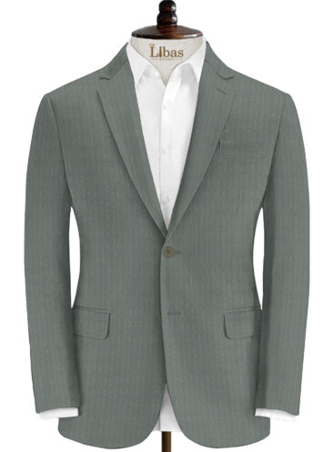 Canetti by Cadini Italy Men's Terry Rayon Striped 3.75 Meter Unstitched Suiting Fabric (Worsted Grey)