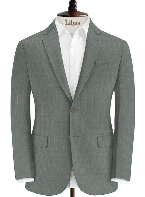 Canetti by Cadini Italy Men's Terry Rayon Striped 3.75 Meter Unstitched Suiting Fabric (Worsted Grey)