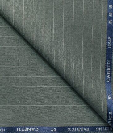 Canetti by Cadini Italy Men's Terry Rayon Striped 3.75 Meter Unstitched Suiting Fabric (Worsted Grey)