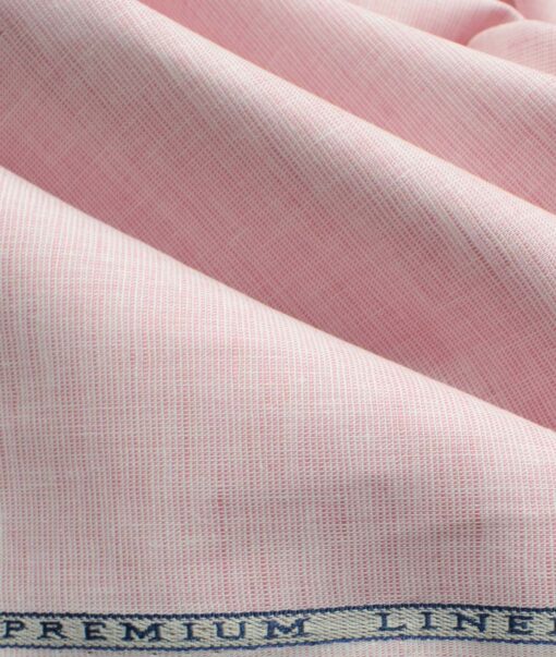 Cavallo by Linen Club Men's Cotton Linen Structured 2.25 Meter Unstitched Shirting Fabric (Blush Pink)