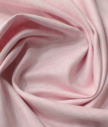 Cavallo by Linen Club Men's Cotton Linen Structured 2.25 Meter Unstitched Shirting Fabric (Blush Pink)