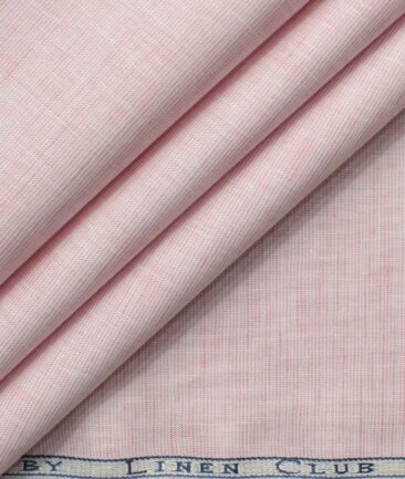 Cavallo by Linen Club Men's Cotton Linen Structured 2.25 Meter Unstitched Shirting Fabric (Blush Pink)